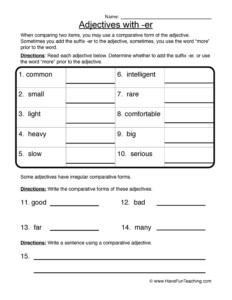 Er Adjectives Worksheets Adjectiveworksheets net Er Adjectives Worksheets Adjectiveworksheets net