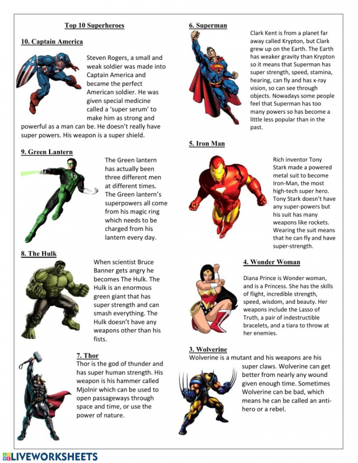 Adjectives To Describe A Hero Worksheets 99Worksheets