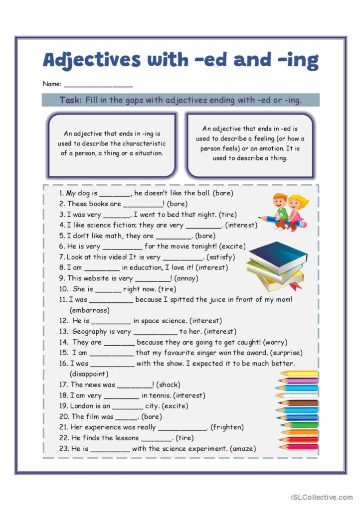 Adjectives With ed And ing English ESL Worksheets Pdf Doc