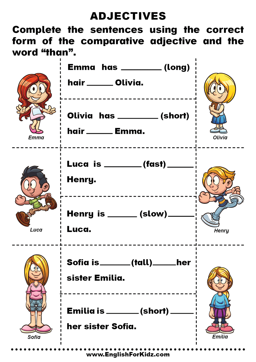 Adjectives Worksheets And Exercises