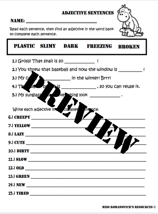 Adjectives Worksheets Packet Great For Distance Learning Adjectives 