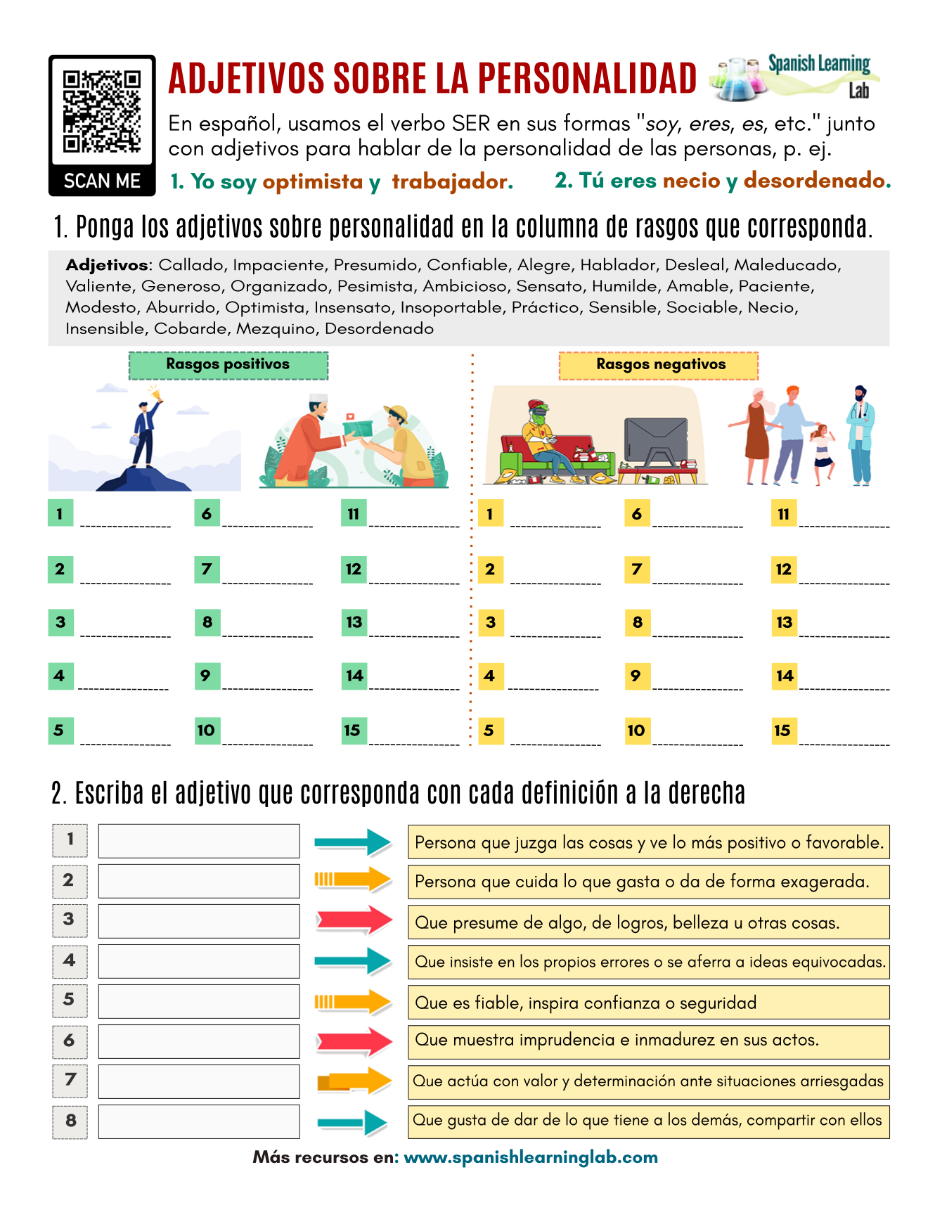 Adjetivos De Personalidad En Espa ol Ejercicios En PDF