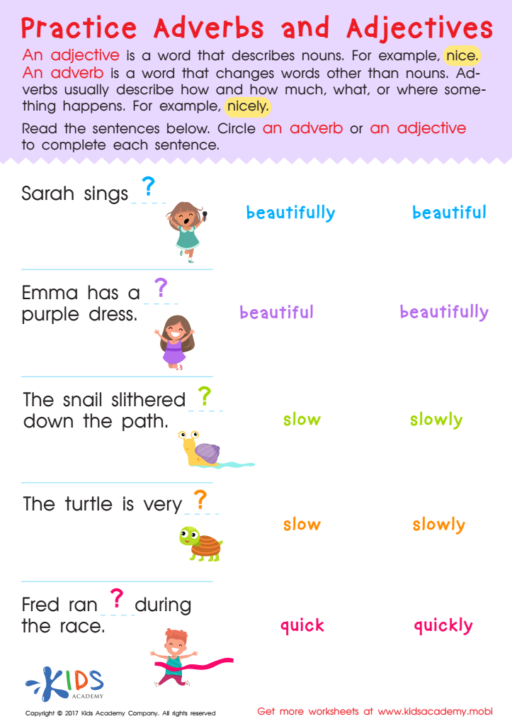 Adverbs And Adjectives Worksheet Free Printable PDF For Kids