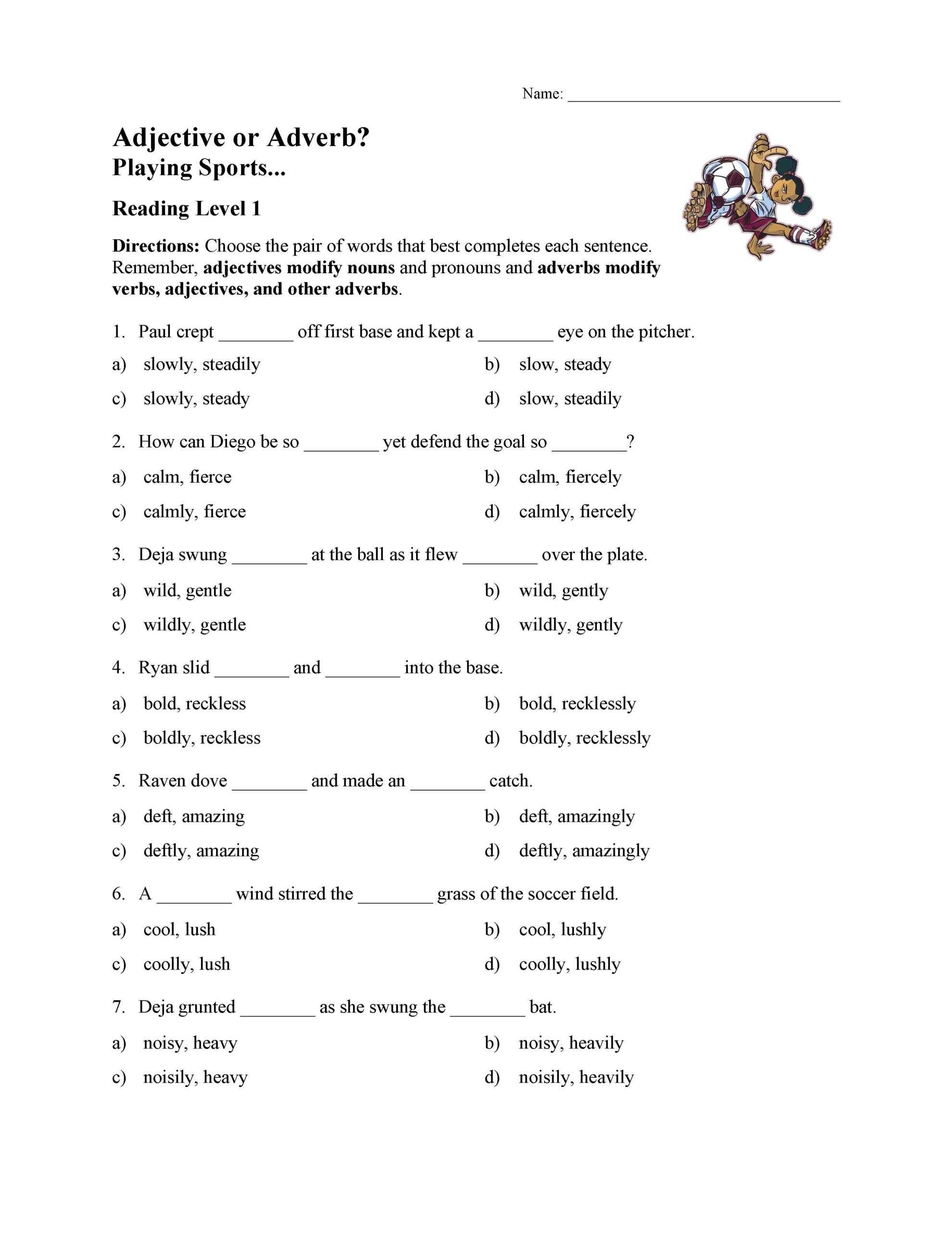 Adverbs And Adjectives Worksheet Printable Sheet Education