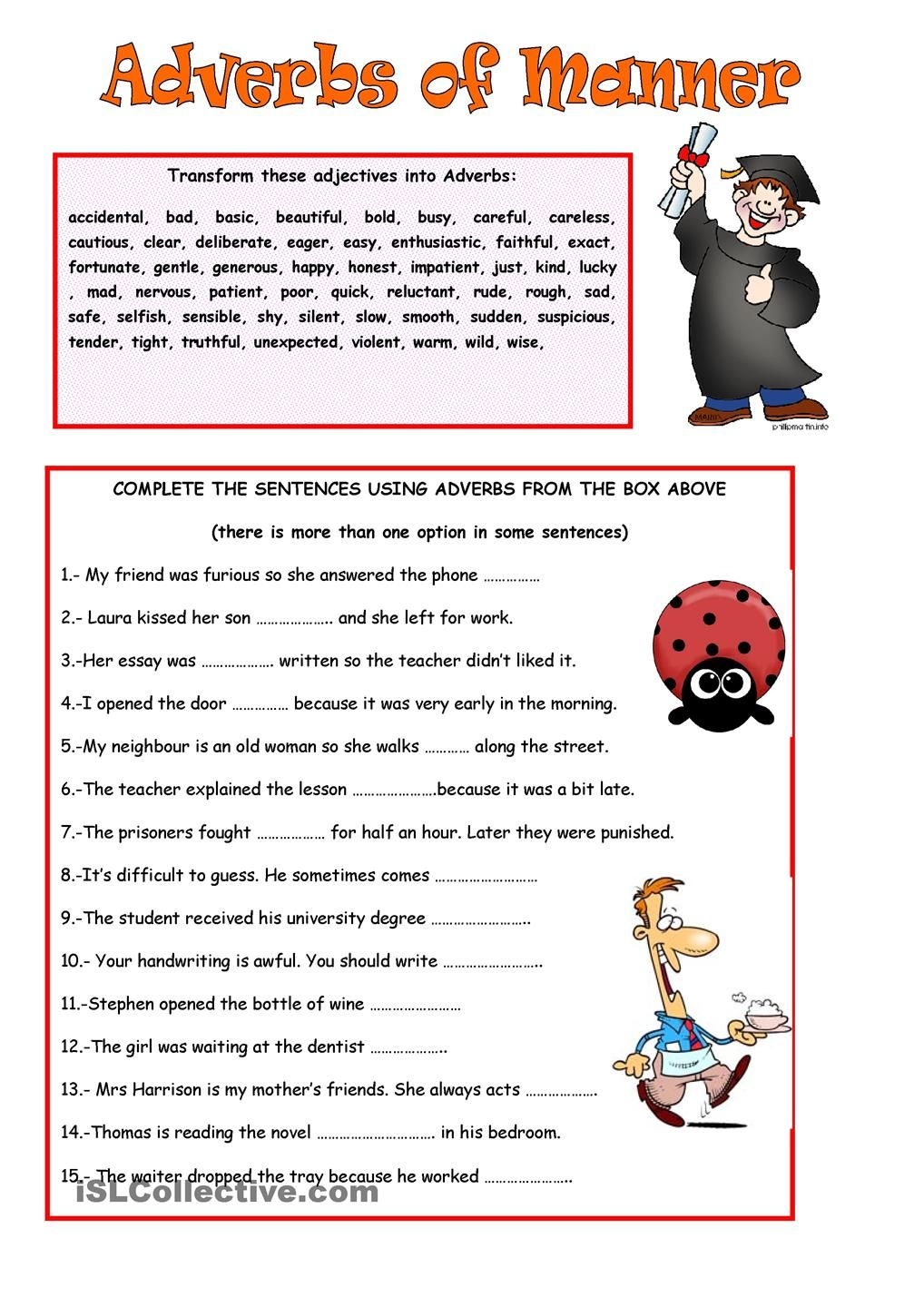 ADVERBS OF MANNER Adverbs English Worksheets For Kids English For