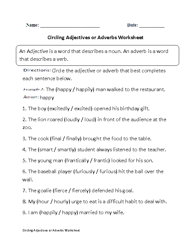 Adverbs Worksheet Pdf Thekidsworksheet