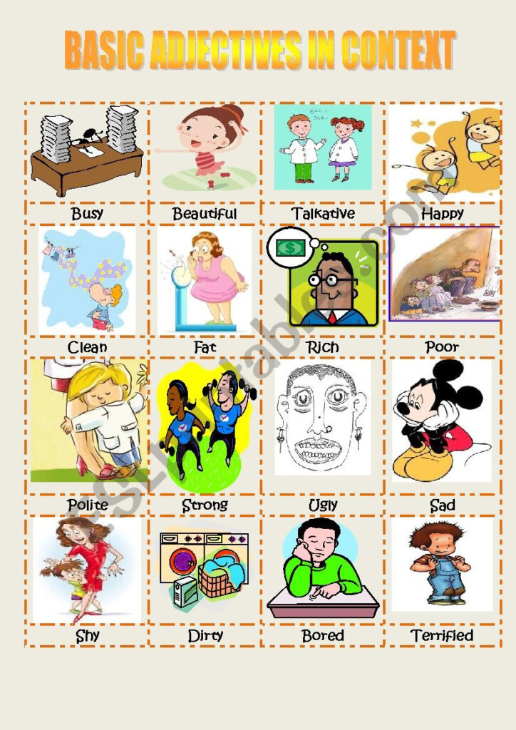 BASIC ADJECTIVES IN CONTEXT ESL Worksheet By Pilarnavarro