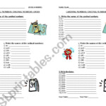 Cardinal And Ordinal Adjectives Worksheets For Grade 2 Pdf Download