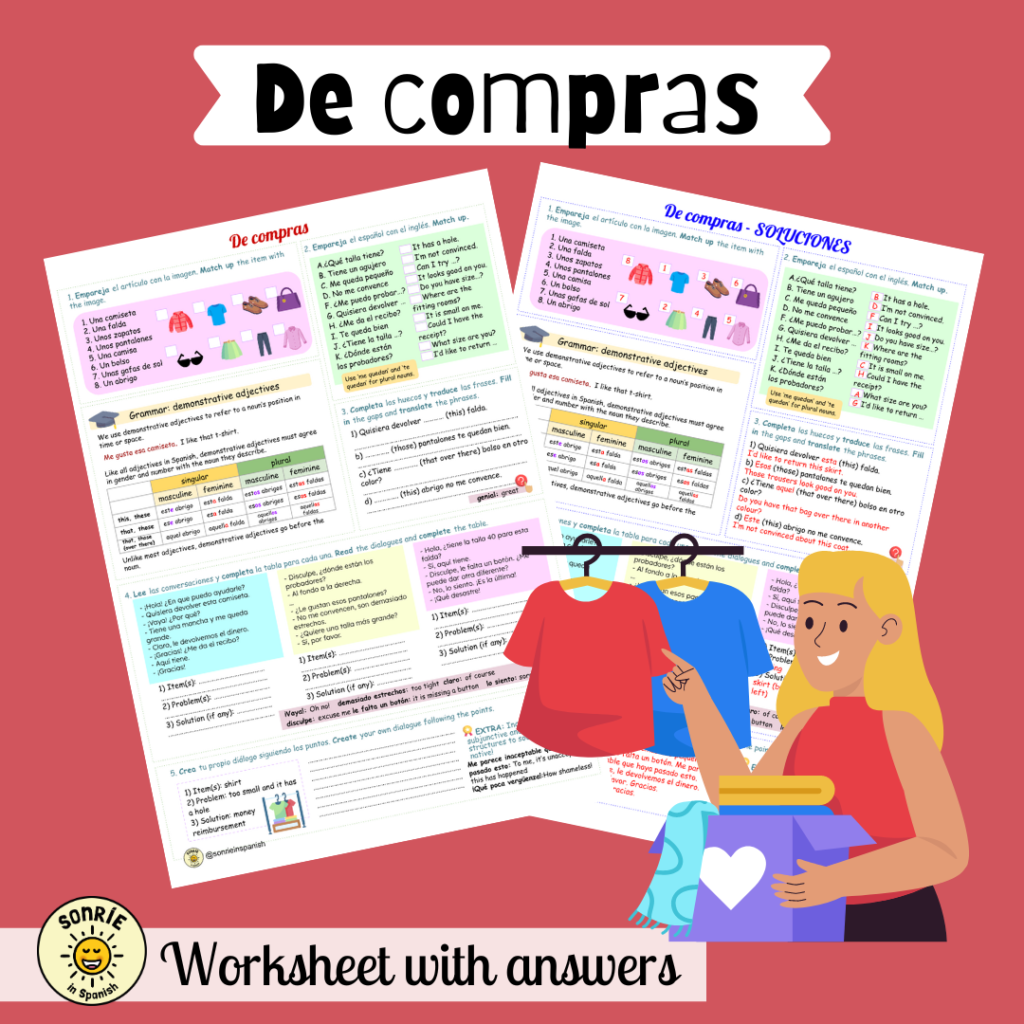 Ciudades De Compras Spanish GCSE Local Area Demonstrative Adjectives 