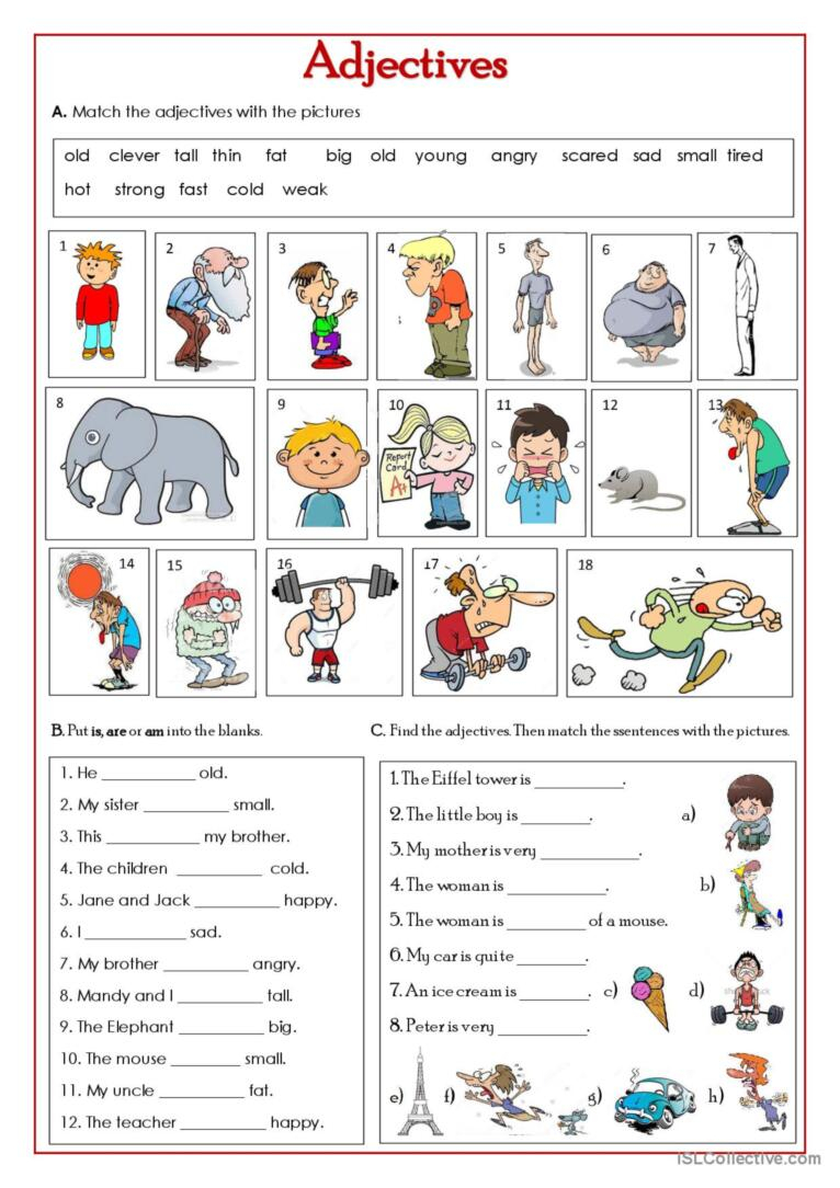 Common Adjectives English ESL Worksheets Pdf Doc
