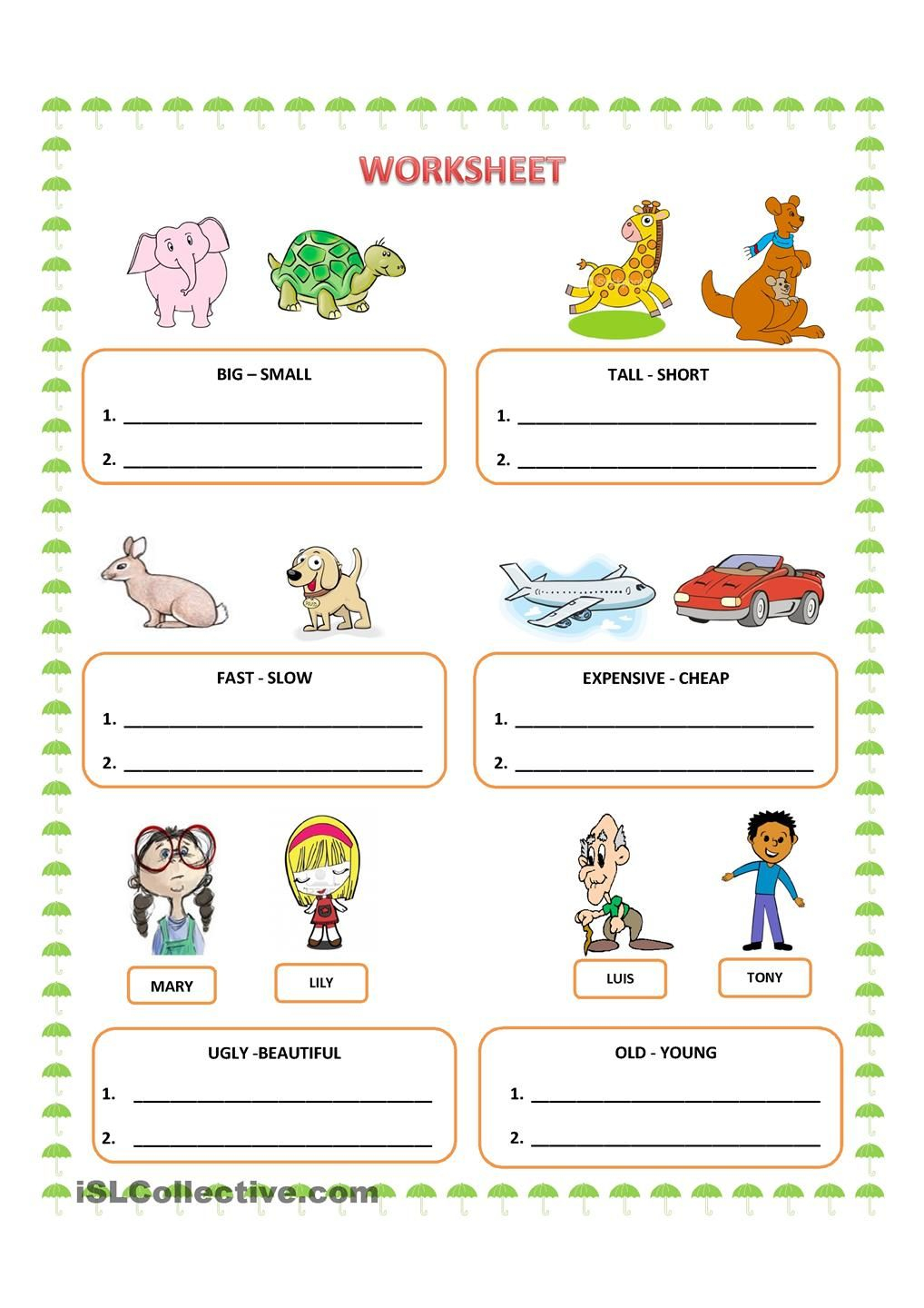 COMPARATIVE ADJECTIVES Adjective Worksheet Comparative Adjectives