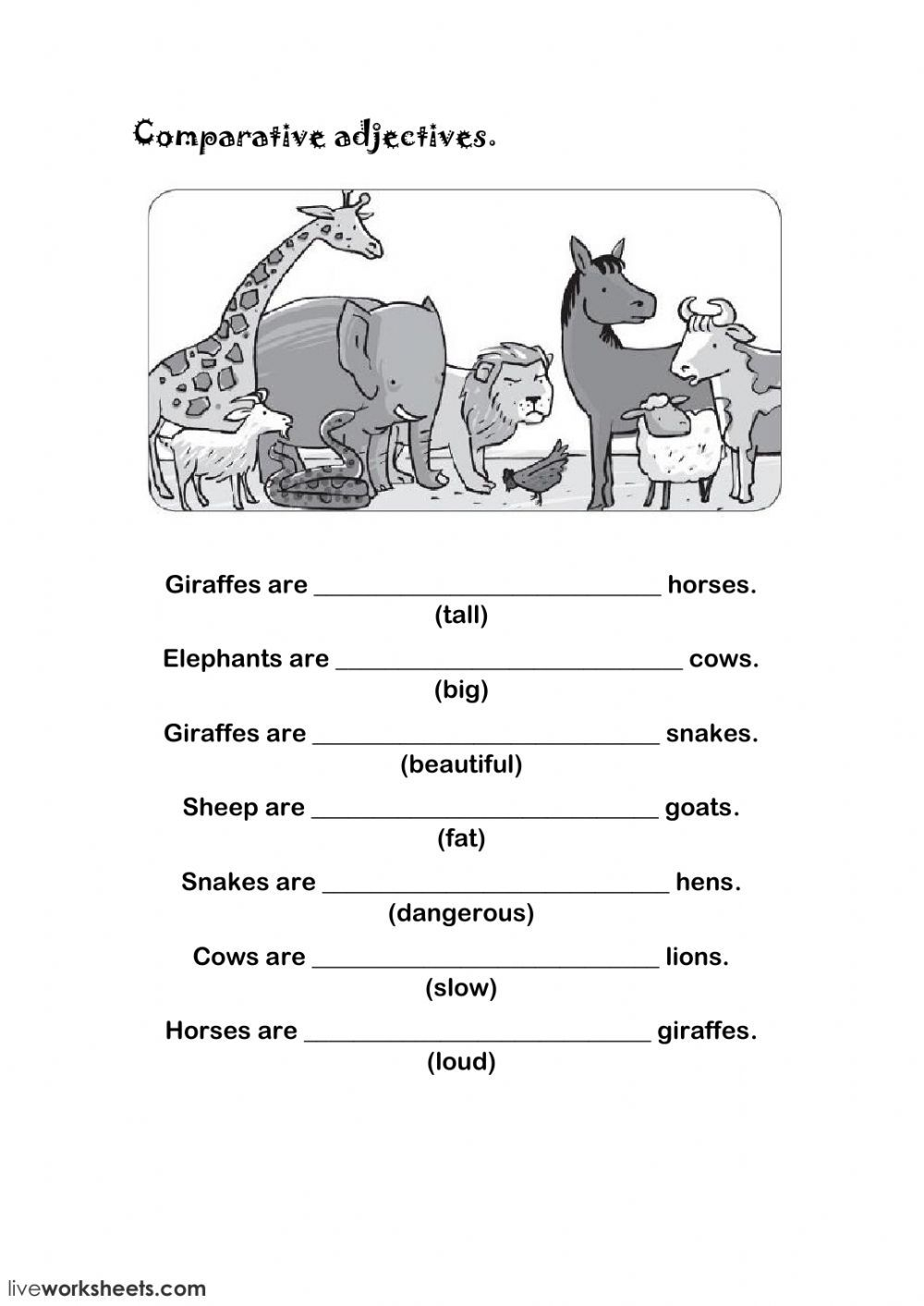 Comparative Adjectives Worksheet Grade 5 Try This Sheet