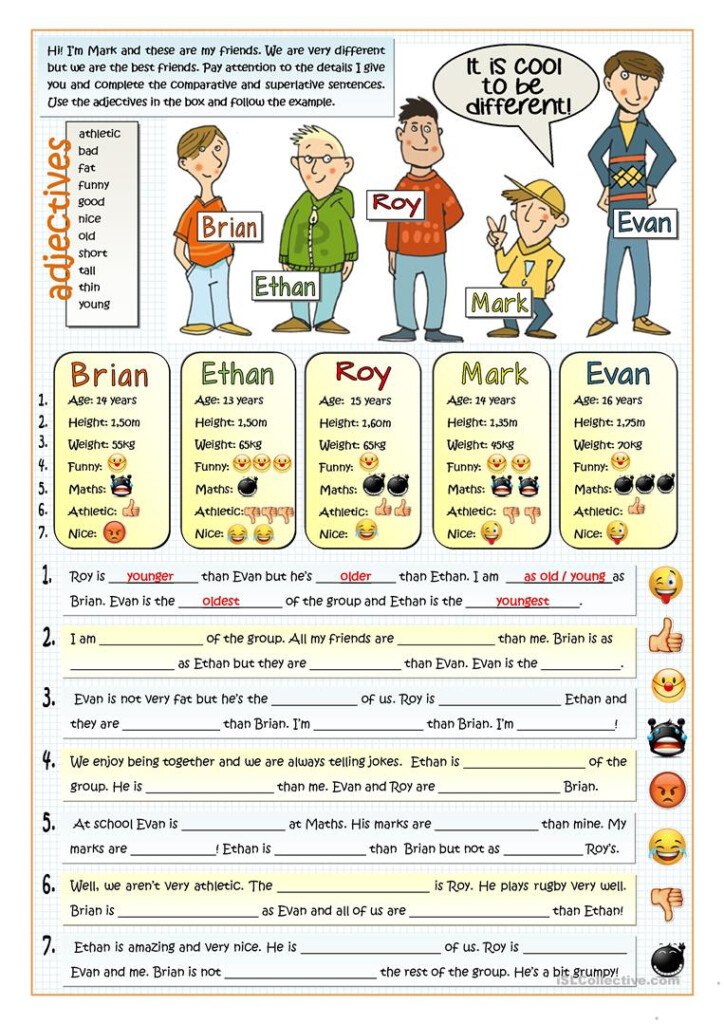 Comparative Adjectives Worksheet Write A Sentence All Esl 