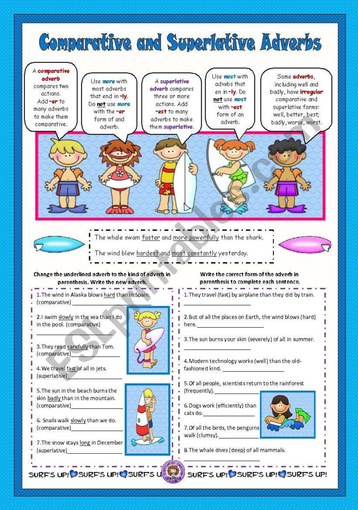 Comparative And Superlative Adverbs Worksheets