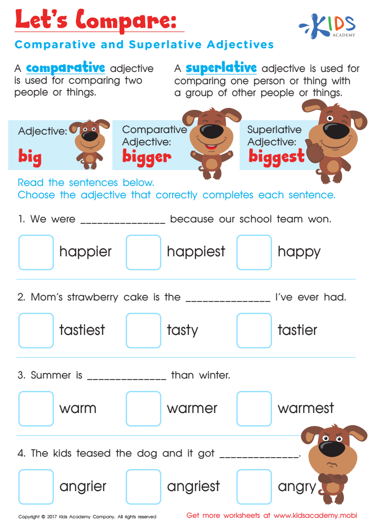 Comparative And Superlative Worksheet Free Printable PDF For Children