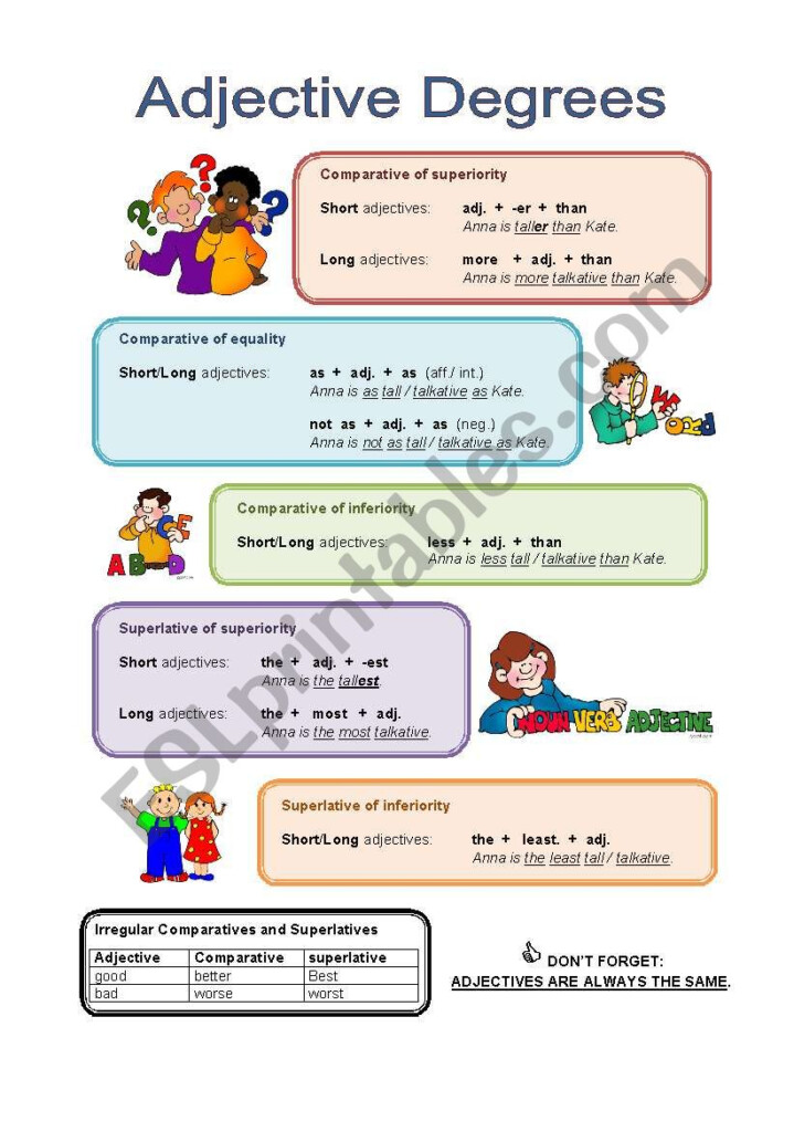 Degrees Of Adjectives Worksheet Free Printable Adjectives Worksheets