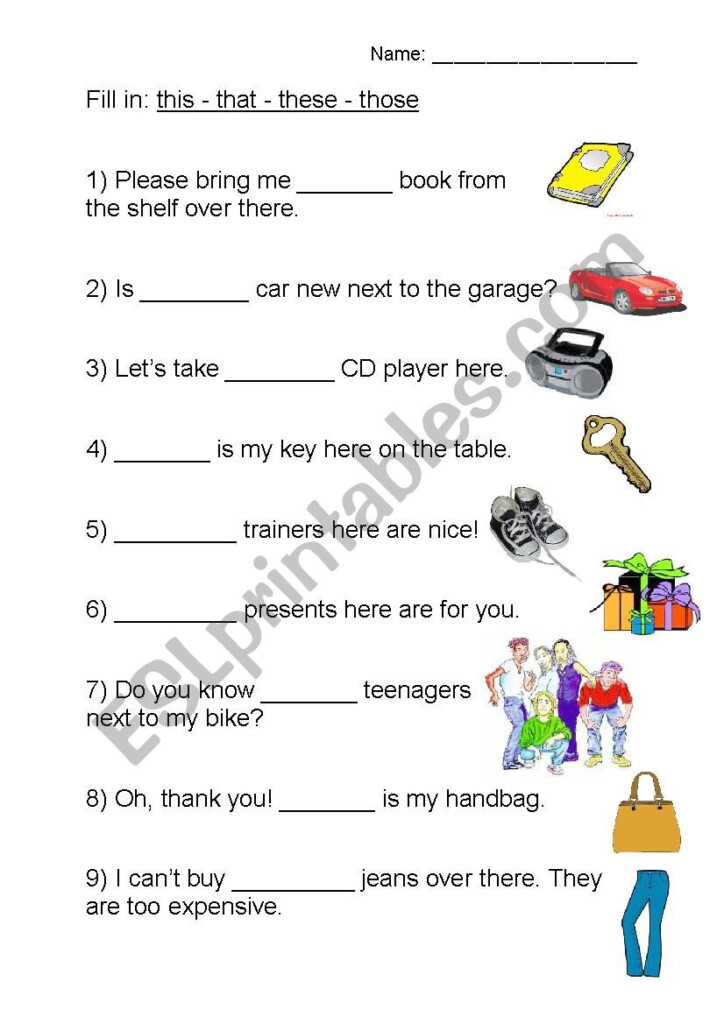 Demonstrative Adjective Worksheet Kid Worksheet Printable