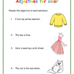 Ejercicio De Adjectives For Color Adjectives Adjective Worksheet