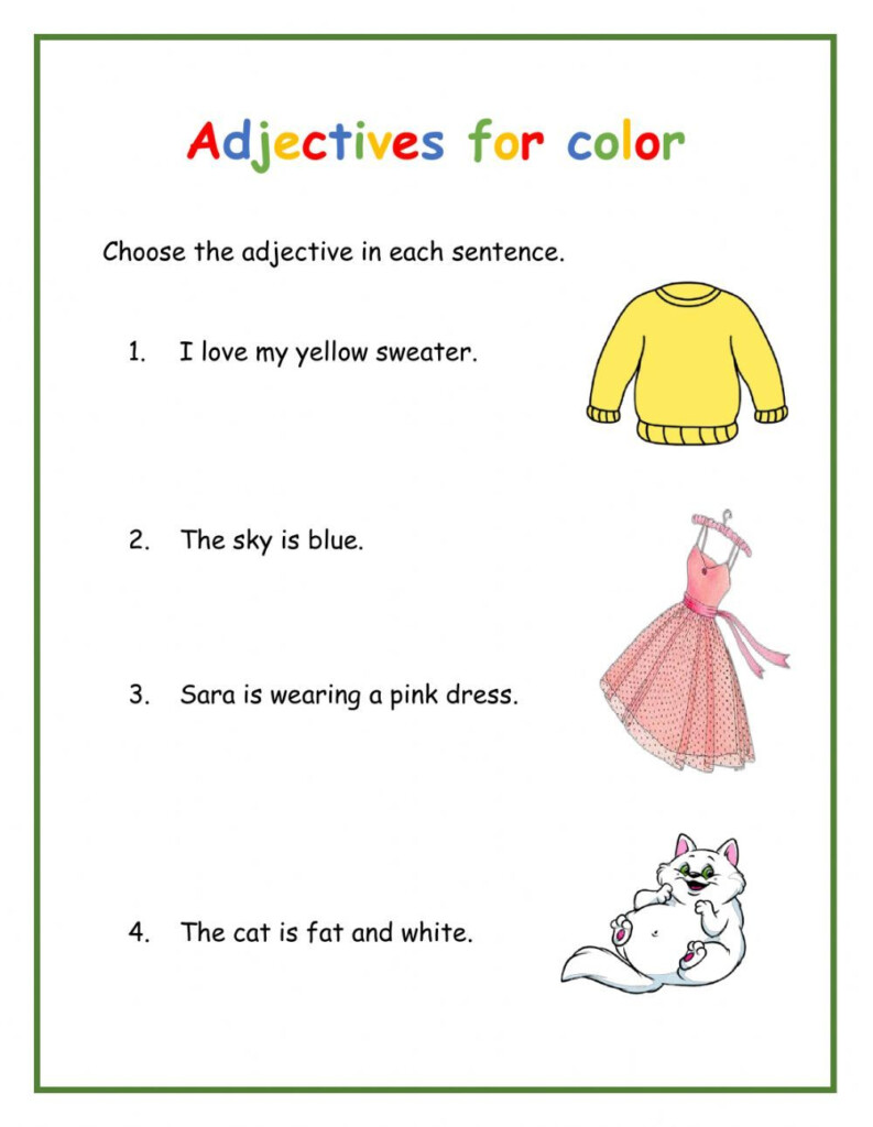 Ejercicio De Adjectives For Color Adjectives Adjective Worksheet 
