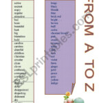 English Worksheets Adjectives FROM A To Z