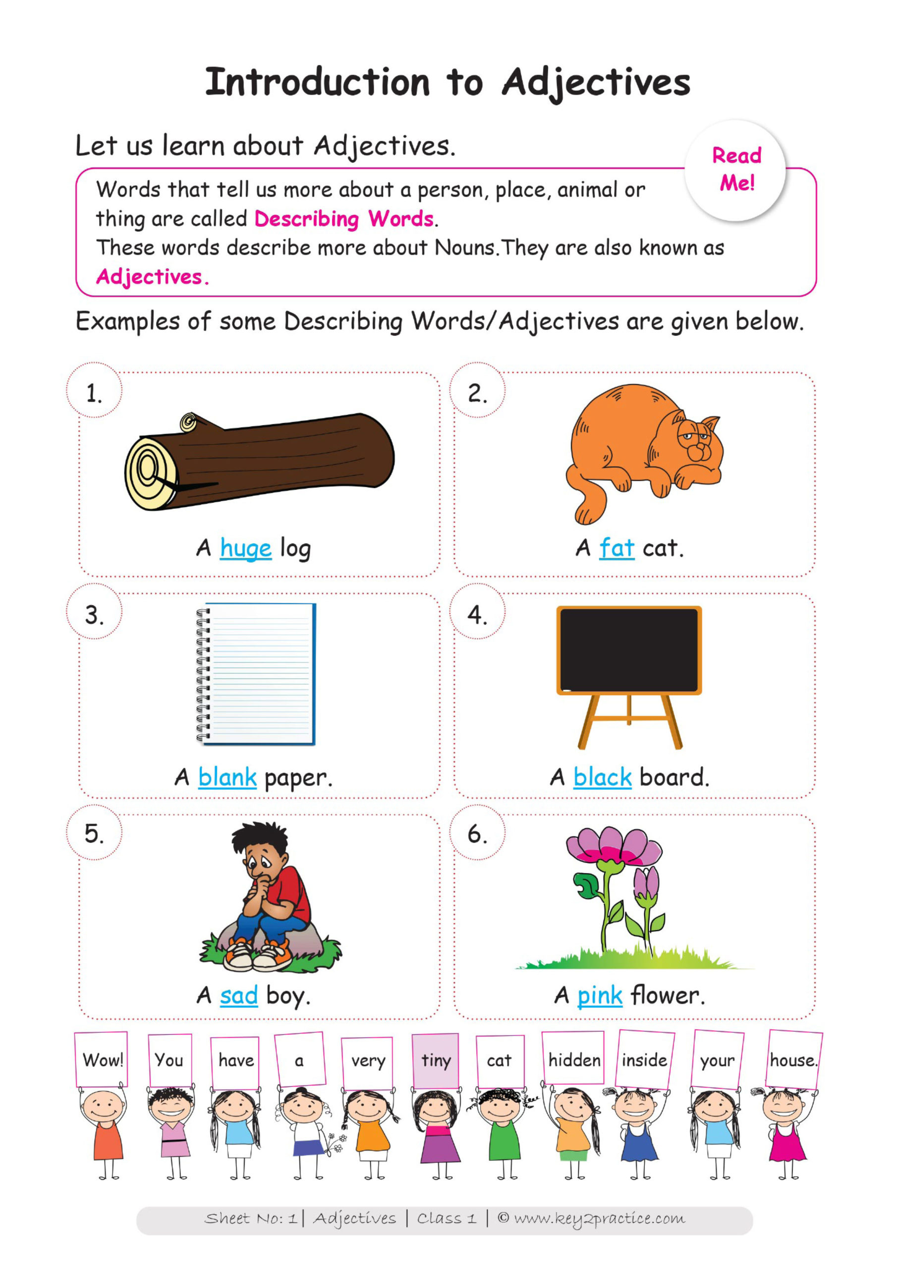 English Worksheets Grade 1 Chapter Adjectives Key2practice Workbooks