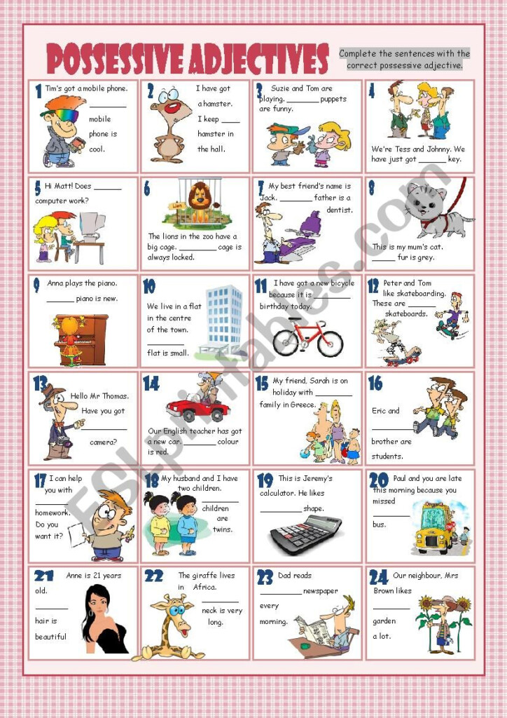 Esl Possessive Adjectives Worksheet