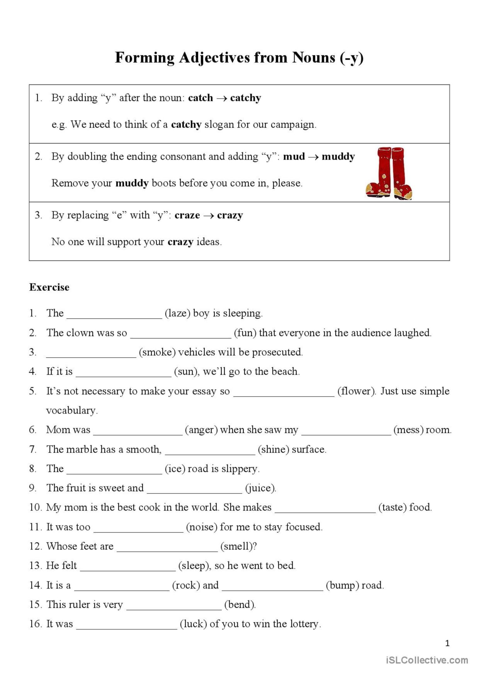 Forming Adjectives From Nouns English ESL Worksheets Pdf Doc