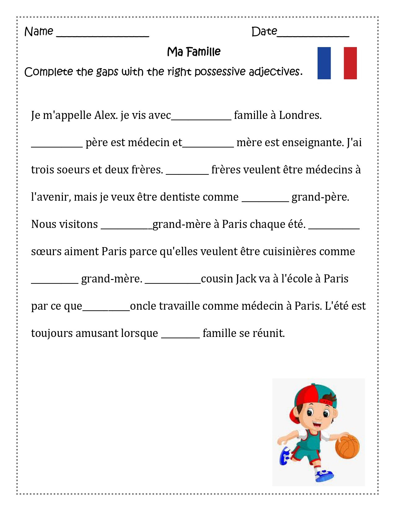 French Possessive Adjectives Les Adjectifs Possessifs Made By Teachers