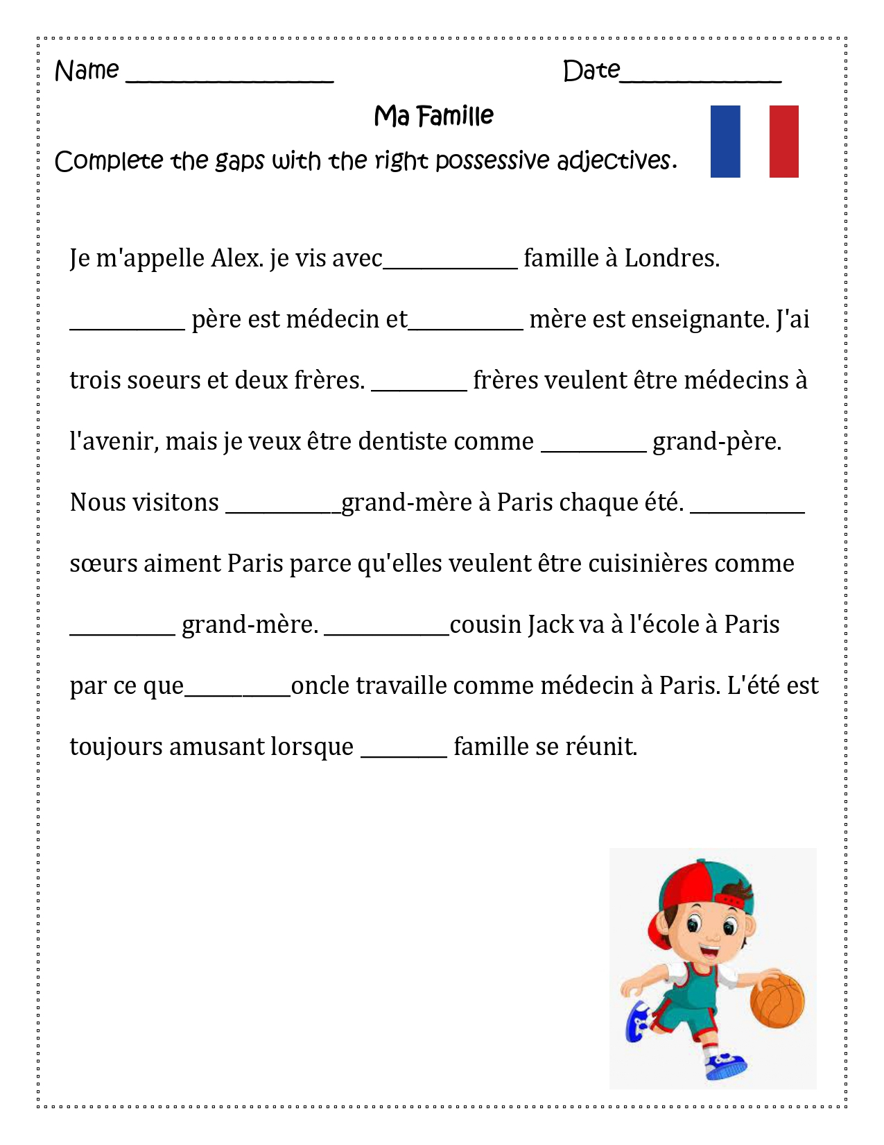 French Possessive Adjectives Les Adjectifs Possessifs Made By Teachers