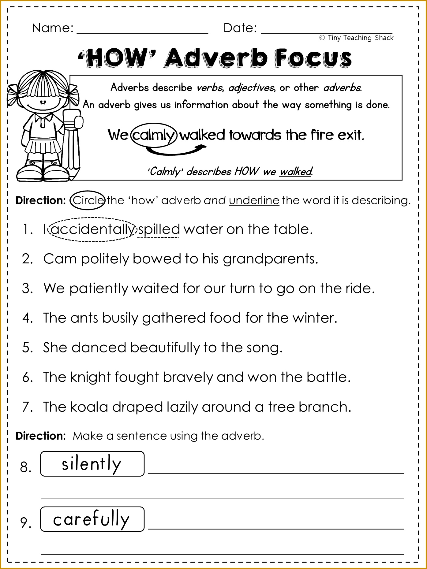 Grade 4 Worksheet On Adverbs