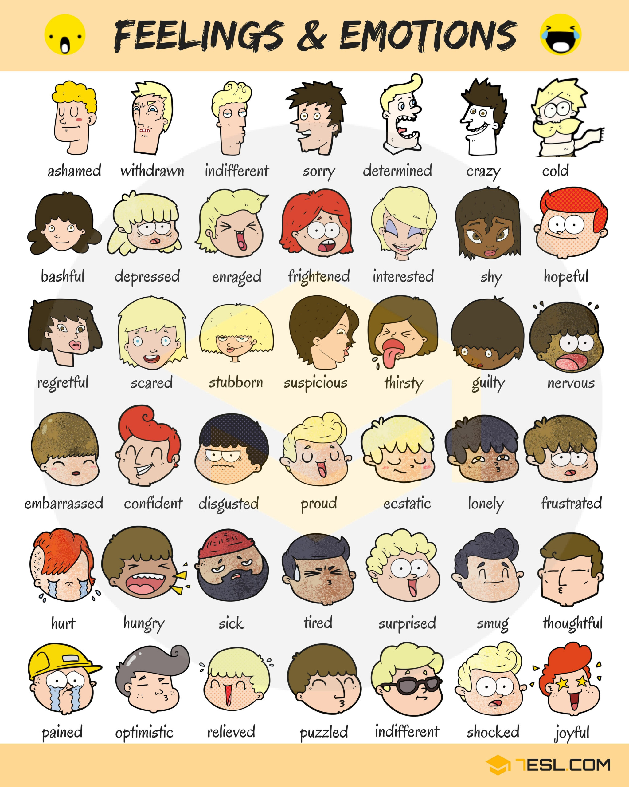 How To Describe Someone s Feelings And Emotions 7 E S L List Of