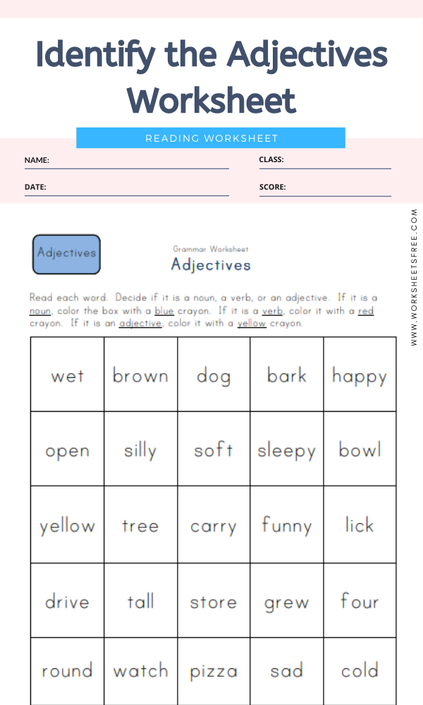 Identify The Adjectives Worksheet Worksheets Free