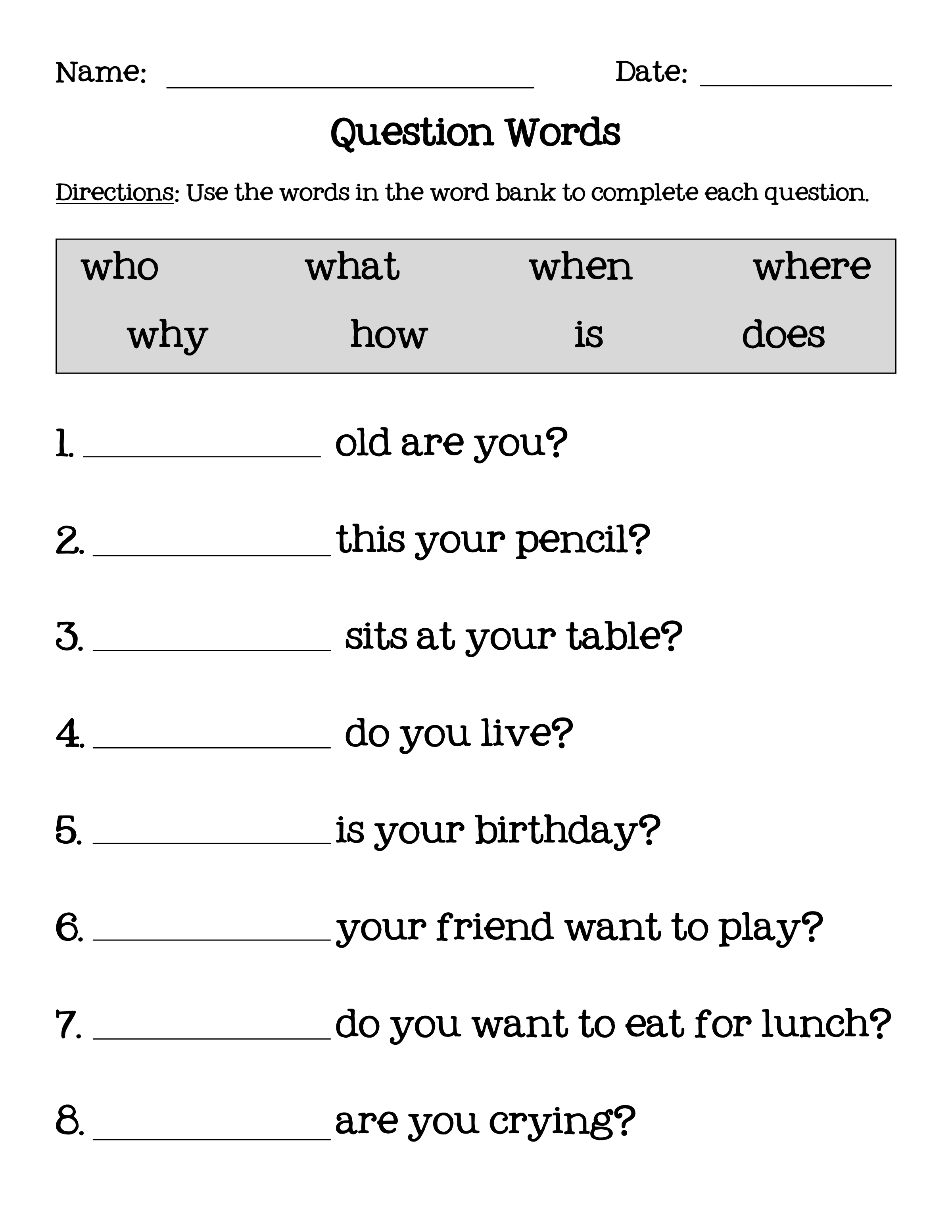 Interrogative Pronouns Worksheets Pdf With Answers Worksheets