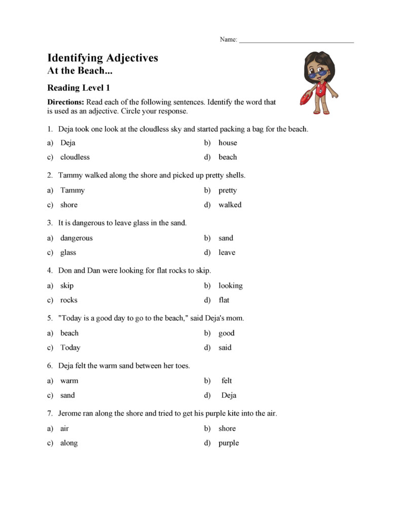 Limiting Adjectives Worksheet Grade 1