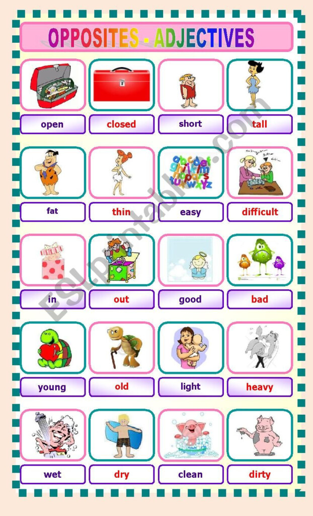 Opposites Adjectives 1 2 ESL Worksheet By MeireSilva