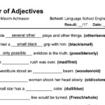 Order Of Adjectives English Grammar Fill In The Blanks Exercises With