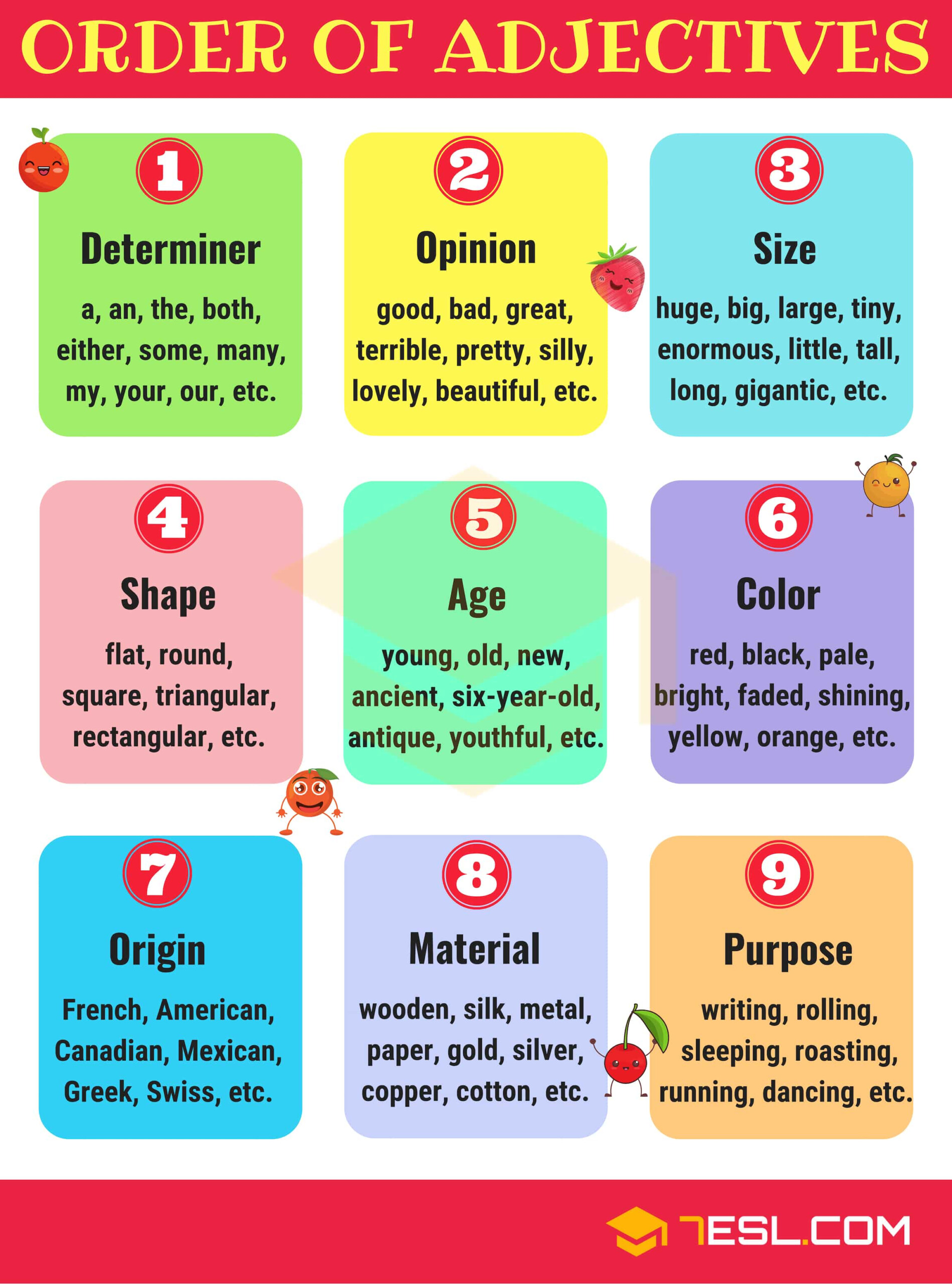 Order Of Adjectives In English Useful Rules And Examples Efortless