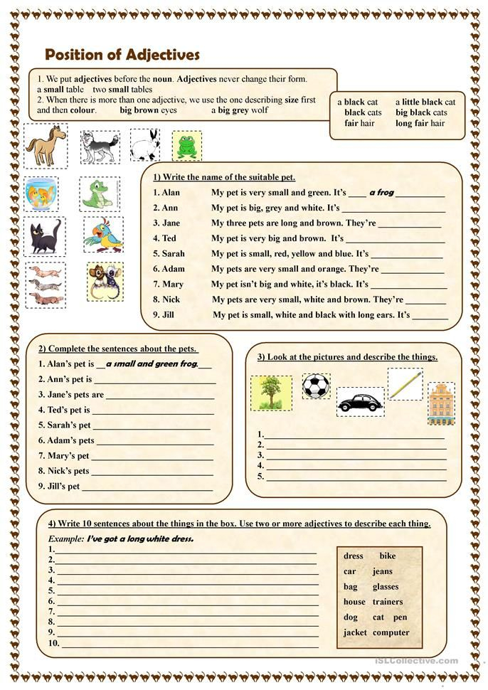 Position Of Adjectives Adjectives English Adjectives English 