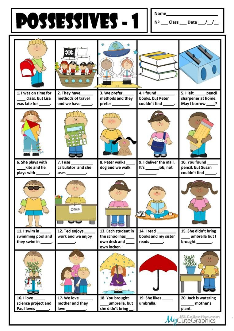 POSSESSIVE ADJECTIVES PRONOUNS 1 Worksheet Free ESL Printable