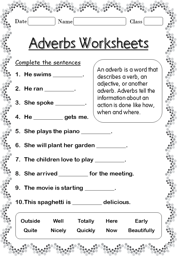 Printable Adverb Worksheets For 2nd Grade Your Home Teacher