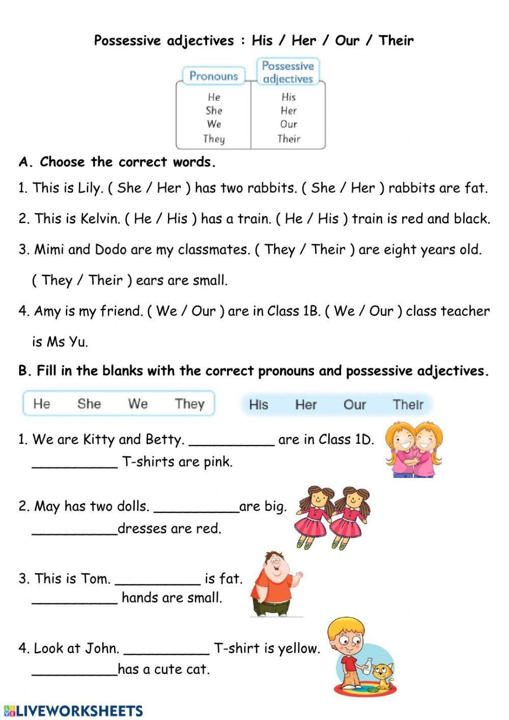 Pronouns And Pronoun Adjectives Worksheet Possessive Nouns Worksheets