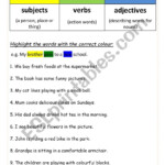 Subject noun Verb Adjective Word Order Parts Of Speech ESL