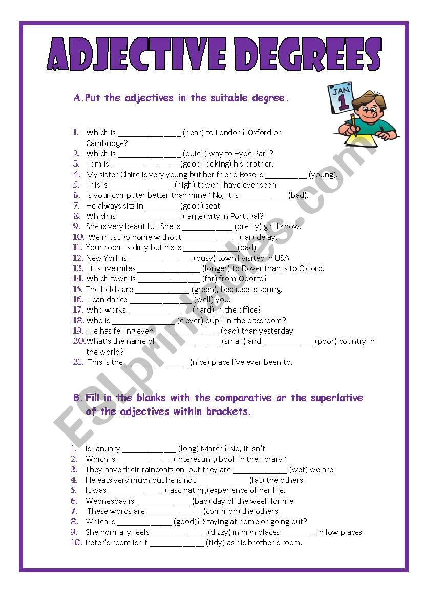 The Degrees Of The Adjectives ESL Worksheet By MMCV