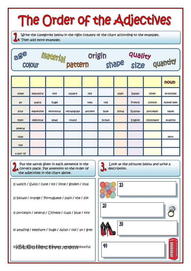 THE ORDER OF ADJECTIVES Order Of Adjectives Order Of Adjectives 