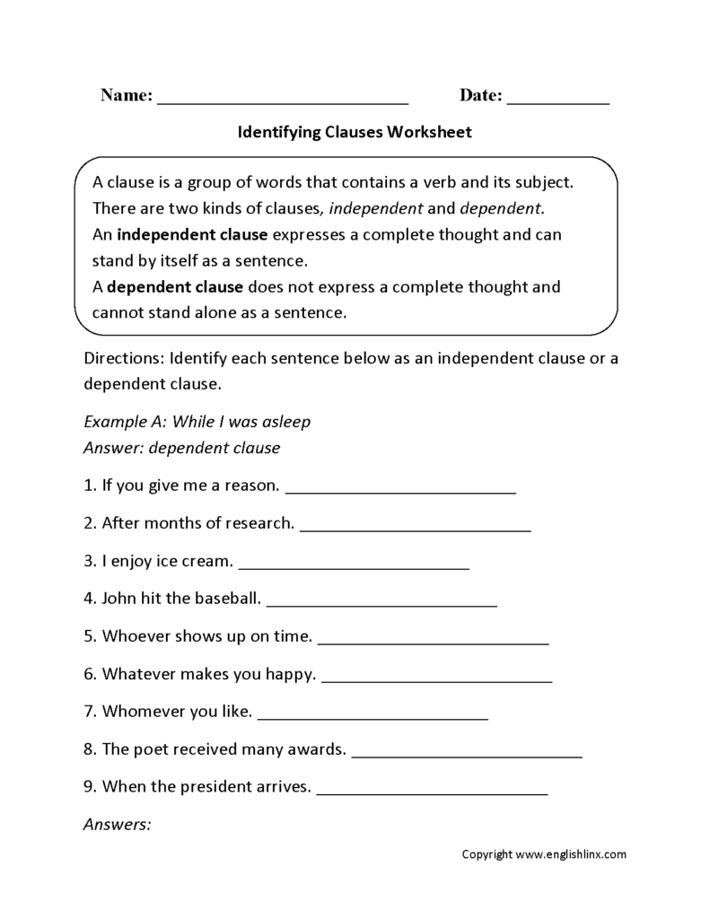 The Worksheet For Identifying Class Words