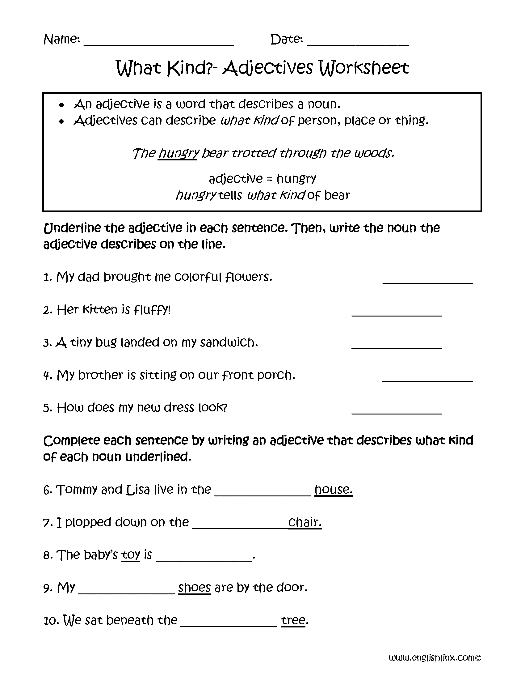 What Kind Adjectives Worksheets Comparative Adjectives Worksheet