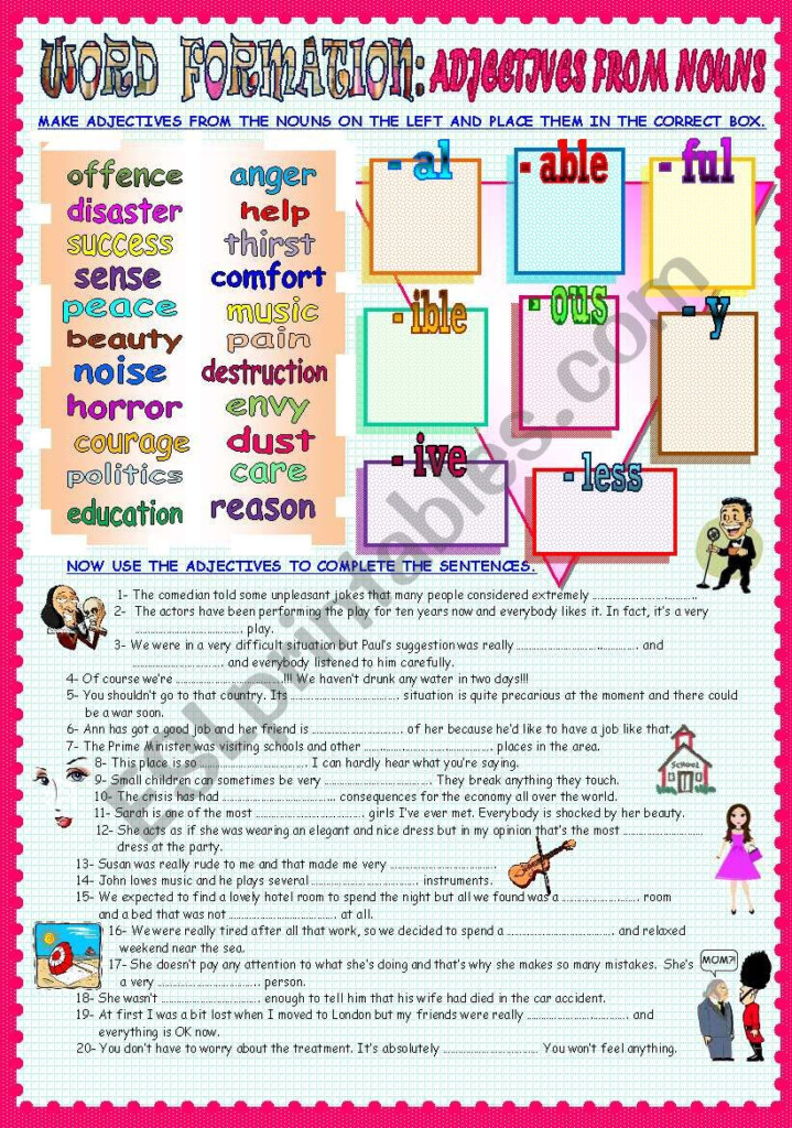 WORD FORMATION ADJECTIVES FROM NOUNS ESL Worksheet By Asungilsanz