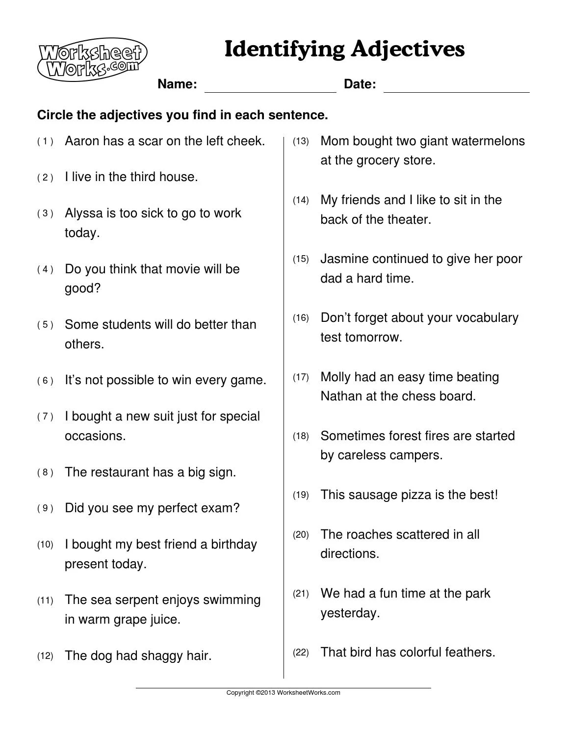 Worksheetworks Identifying Adjectives 1 By Serge Korevaar Issuu